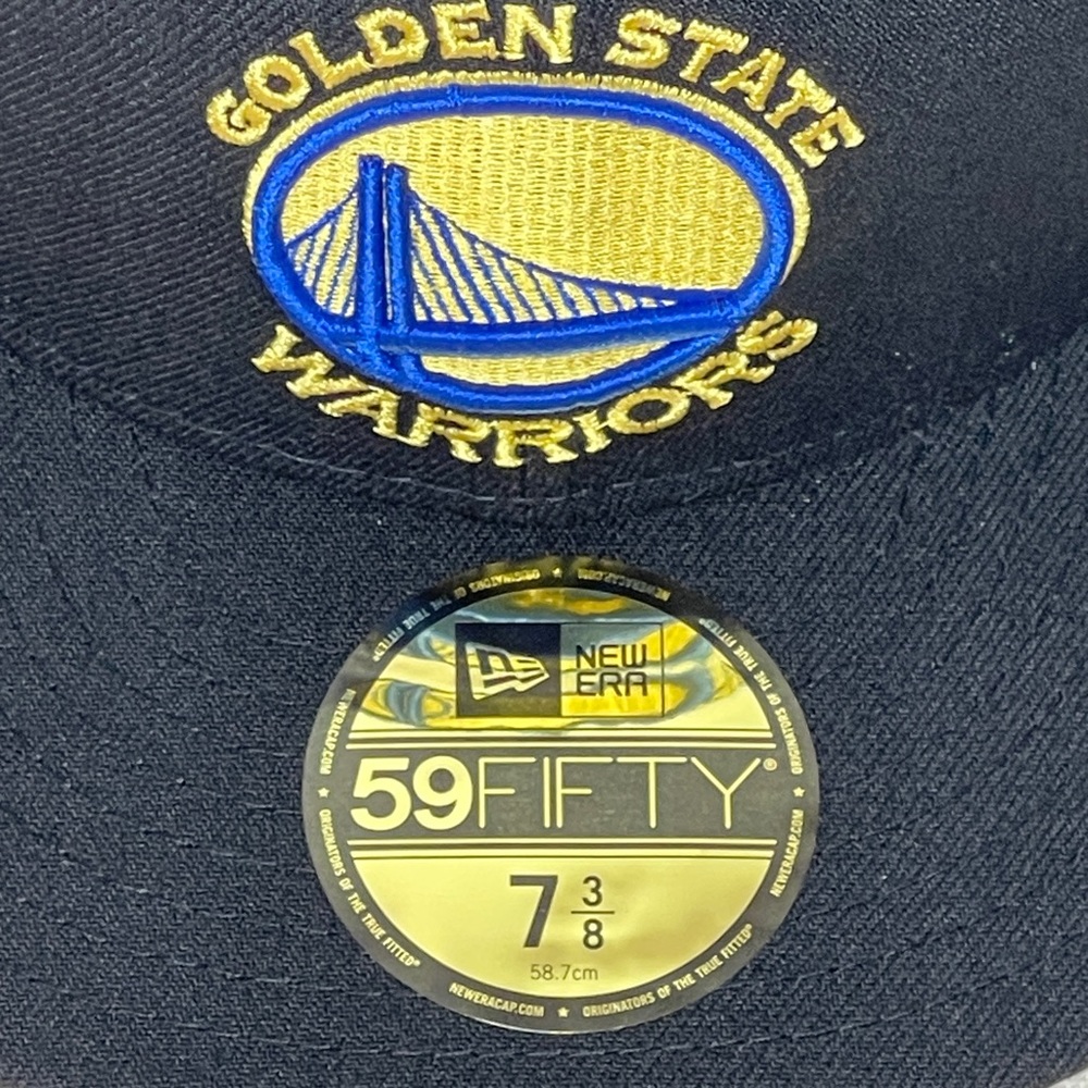 New Era NBA Golden State Warriors Black UV 59FIFTY Fitted Hat Size 7 3/8 NWT - Picture 6 of 7